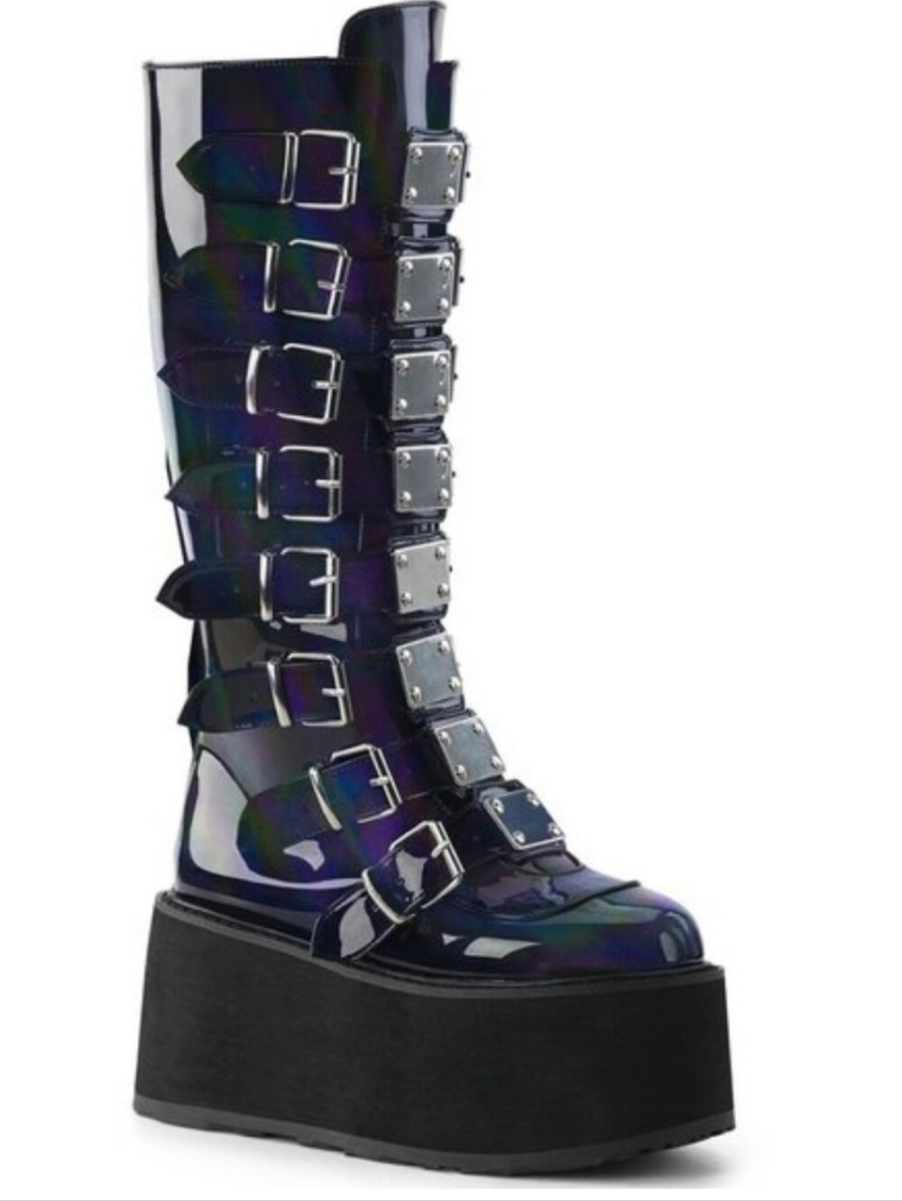 Demonia | Damned-318 Buckle Straps Knee High Boots w/Chrome Plated .... Size 12